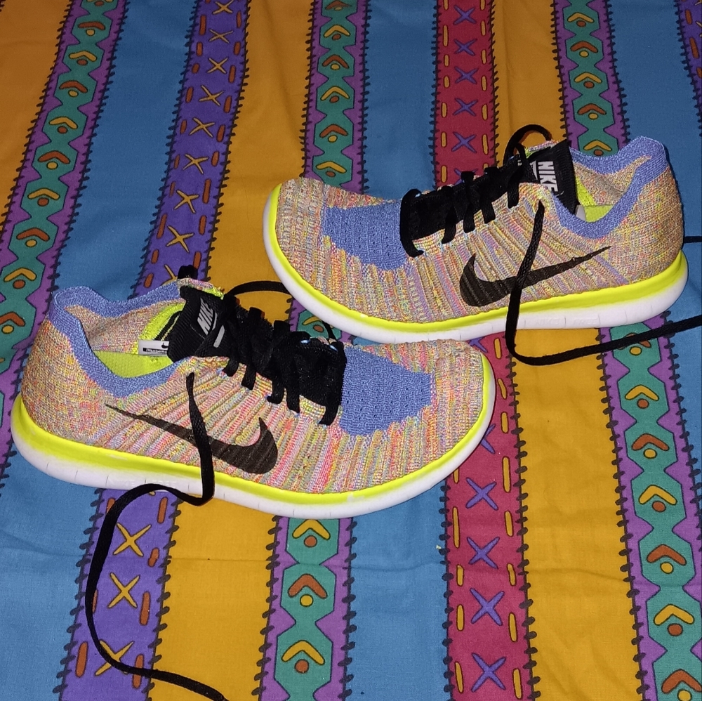 2015 Nike Free Run Flyknit Rainbow Running Shoes Vintage